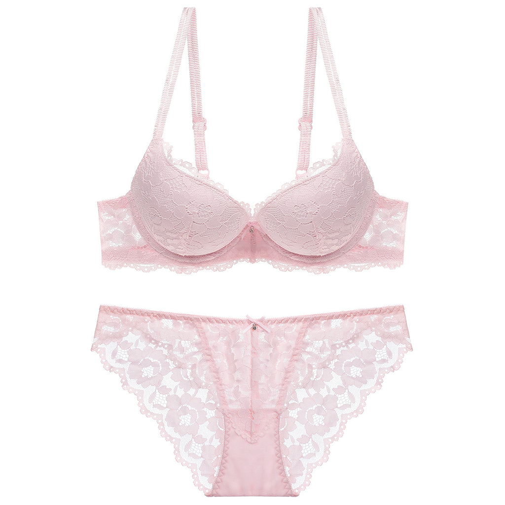 Lace Bra & Panty Set – Wireless Push-Up with Floral Embroidery | 7 Colors