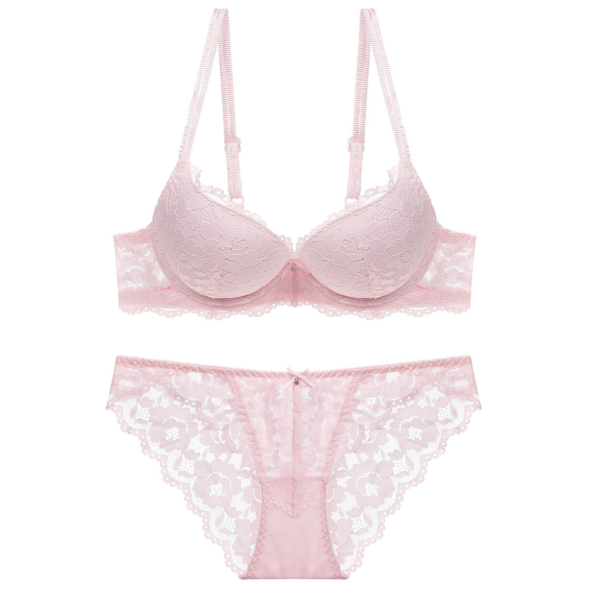 Lace Bra & Panty Set – Wireless Push-Up with Floral Embroidery | 7 Colors