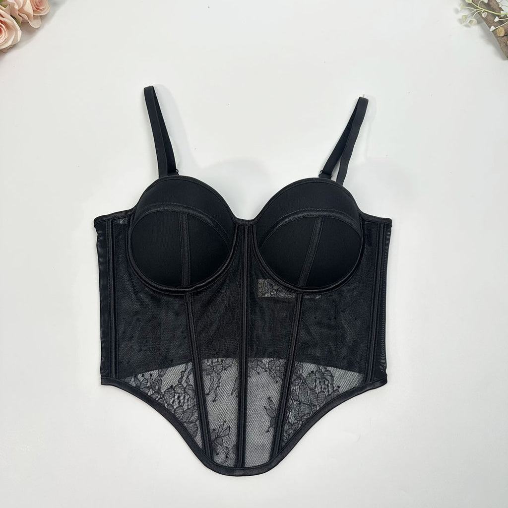 Breathable Open Back Lace Fishbone Corset Bra