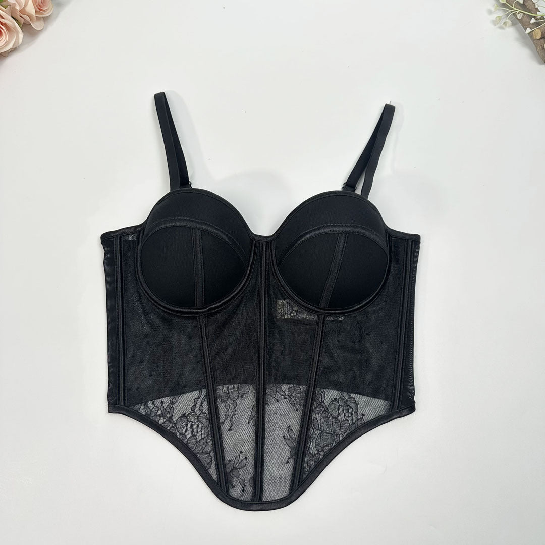 Breathable Open Back Lace Fishbone Corset Bra