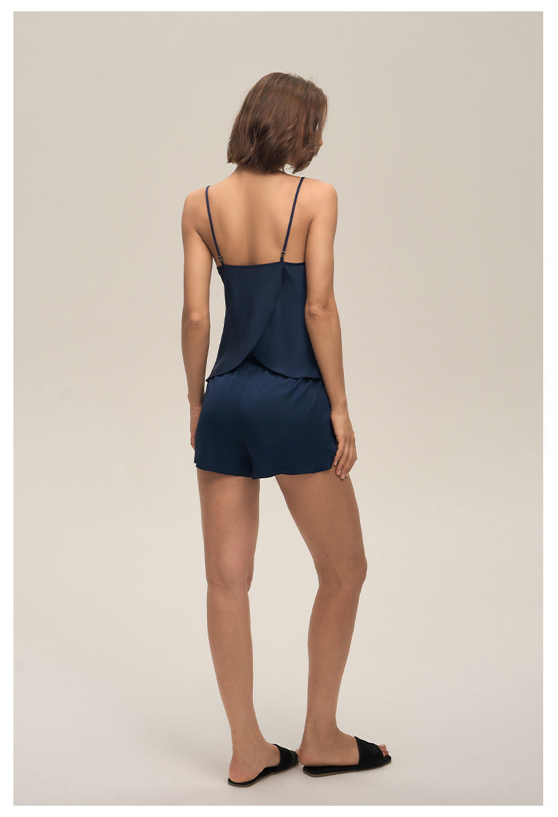 Swing Collar Spaghetti Strap Shorts Loungewear Set — Casual Homewear