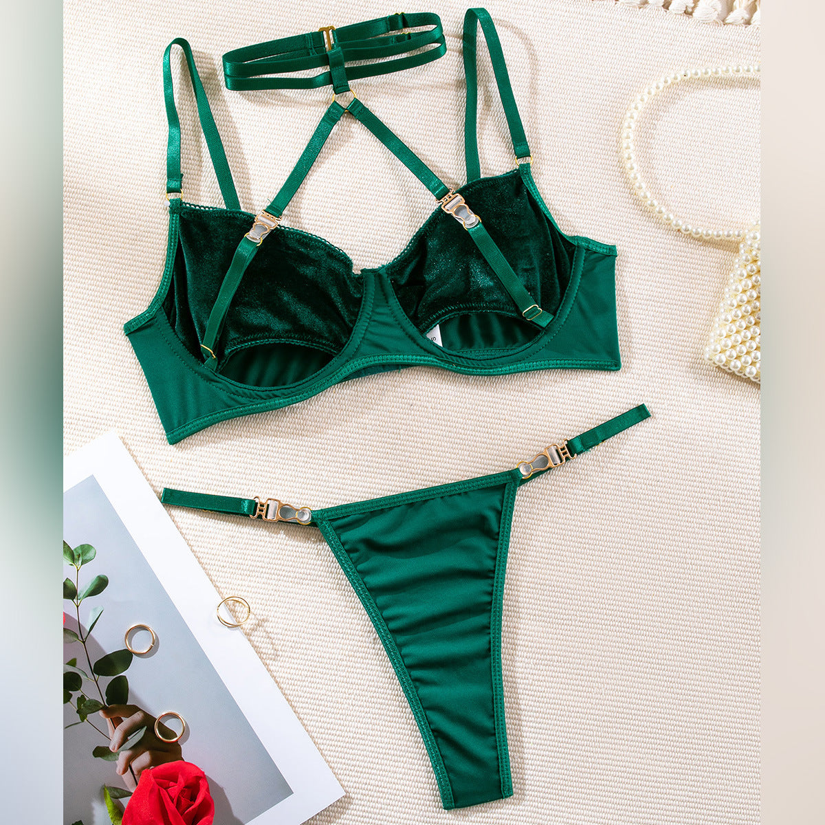 Pure Desire Halter Garter Sheer Lingerie Set