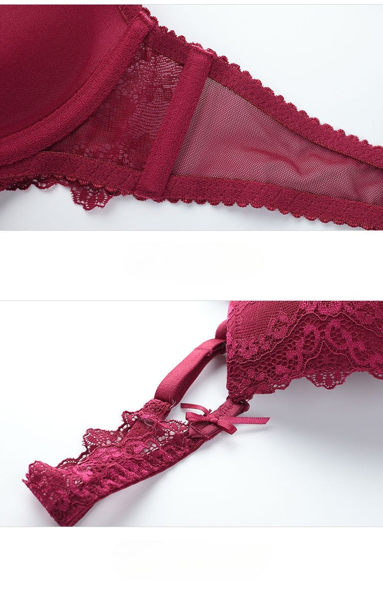 Push-Up Lace Bra Set – Side Support, Anti-Sag & Minimizing | 5 Colors