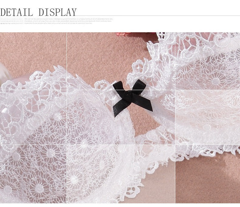 Half-Cup Embroidered Lace Push-Up Bra Set – Ultra-Thin, Enhancing | 4 Colors