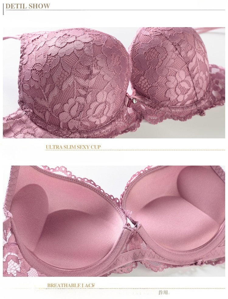 Lace Bra & Panty Set – Wireless Push-Up with Floral Embroidery | 7 Colors
