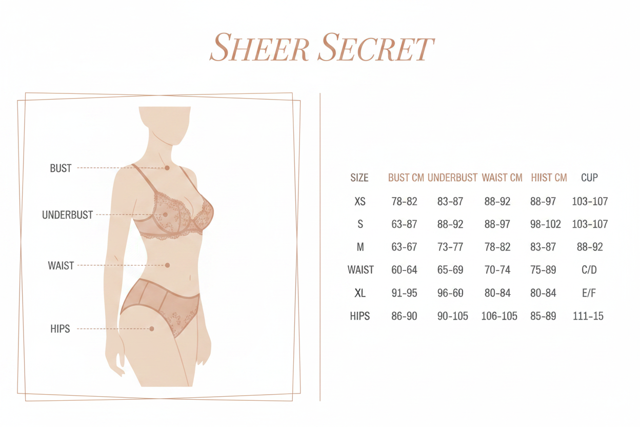 SHEER SECRET Size Guide White